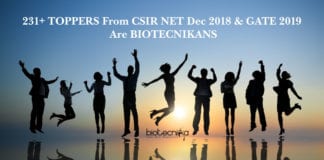 231+ CSIR NET Dec 2018 & GATE 2019 Toppers Are From Biotecnika