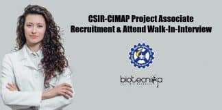 CSIR-CIMAP Project Associate Recruitment