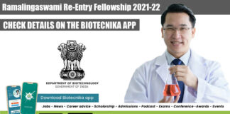 Ramalingaswami Re-Entry Fellowship 2021-22