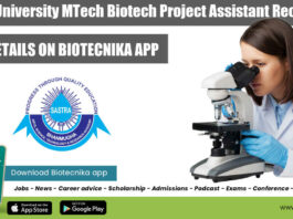 SASTRA University MTech Biotech