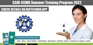 CSIR-CCMB Summer Training Program 2022