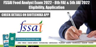 FSSAI Exam 2022 Food Analyst - 8th FAE & 5th JAE 2022