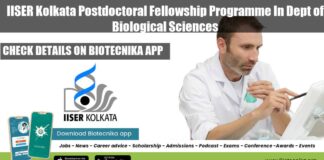 IISER Kolkata Postdoctoral Fellowship Programme