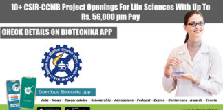 CSIR-CCMB Project Openings