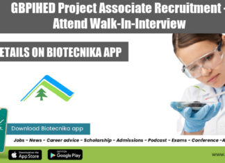 GBPIHED Project Associate Recruitment