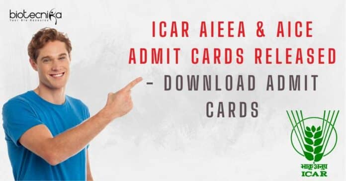 ICAR Exam 2022 Admit Cards