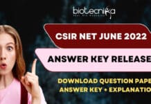 CSIR Answer Key 2022