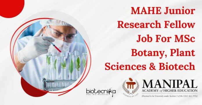 MAHE JRF Post For MSc Botany