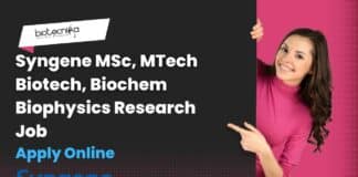 Syngene MSc MTech Biotech