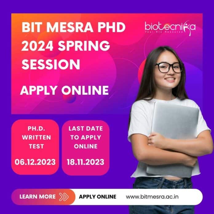 BIT Mesra PhD 2024 Admission