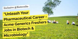 "Unleash Your Pharmaceutical Career - Acme Generics Freshers Jobs in Biotech & Microbiology"