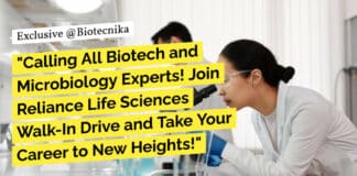 "Calling All Biotech and Microbiology Experts! Join Reliance Life Sciences Walk-In Drive and Take Your Career to New Heights!"