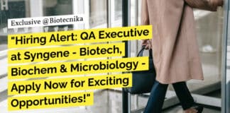 "Hiring Alert: QA Executive at Syngene - Biotech, Biochem & Microbiology - Apply Now for Exciting Opportunities!"