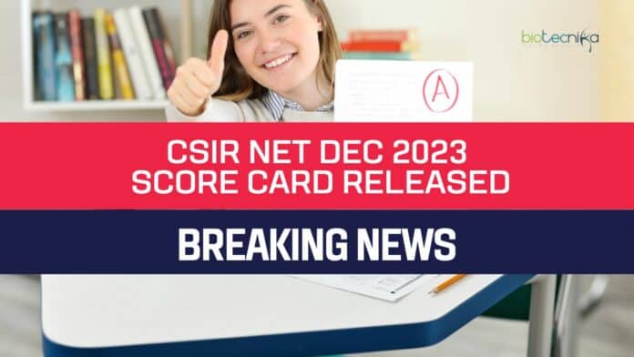 CSIR NET Dec 2023 Score Card