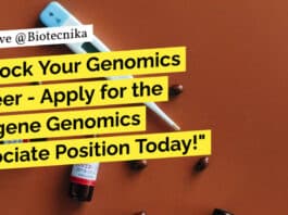"Unlock Your Genomics Career - Apply for the Syngene Genomics Associate Position Today!"