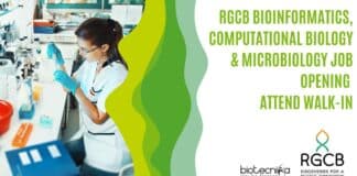 RGCB Bioinformatics, Computational Biology & Microbiology Job Opening - Attend Walk-In