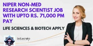 NIPER Non-Med Research Scientist Job