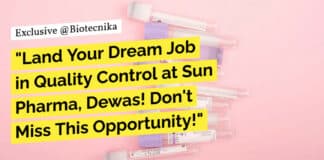 "Land Your Dream Job in Quality Control at Sun Pharma, Dewas! Don't Miss This Opportunity!"