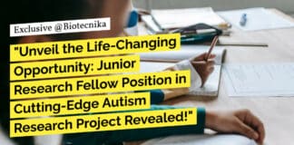 "Unveil the Life-Changing Opportunity: Junior Research Fellow Position in Cutting-Edge Autism Research Project Revealed!"